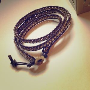 ❗️3/$7 Gold beaded leather coil bracelet